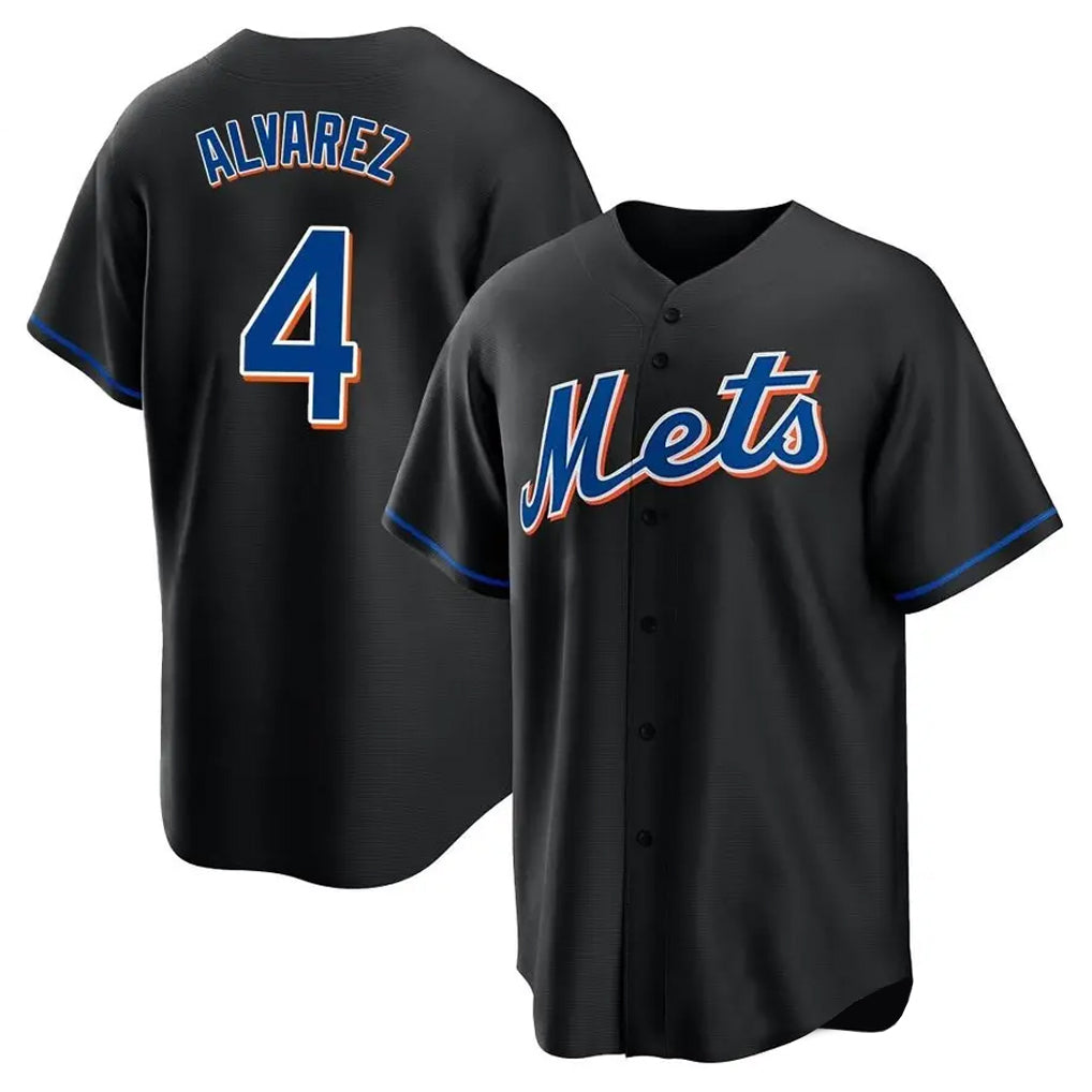 Cooneas NY.Mets #4 Francisco Alvarez Player Black Replica Home Game Stitched Jerseys