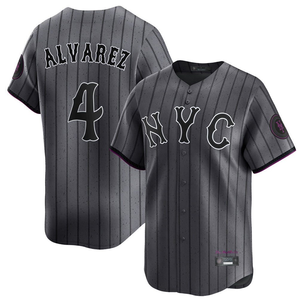 Cooneas NY.Mets #4 Francisco Alvarez Player Gray City Connect Limited Stitched Jerseys