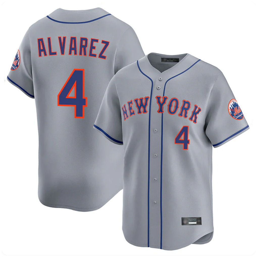 Cooneas NY.Mets #4 Francisco Alvarez Player Gray Road Limited Home Stitched Jerseys