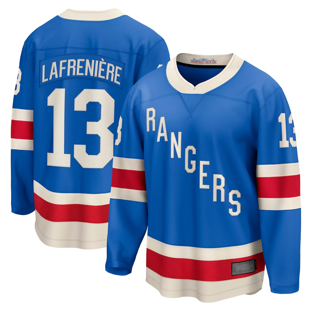 Cooneas NY.Rangers #13 Alexis Lafreniere Blue Centennial Breakaway Jerseys