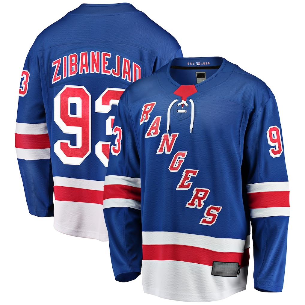 Cooneas NY.Rangers #93 Mika Zibanejad Blue Home Breakaway Player Jerseys