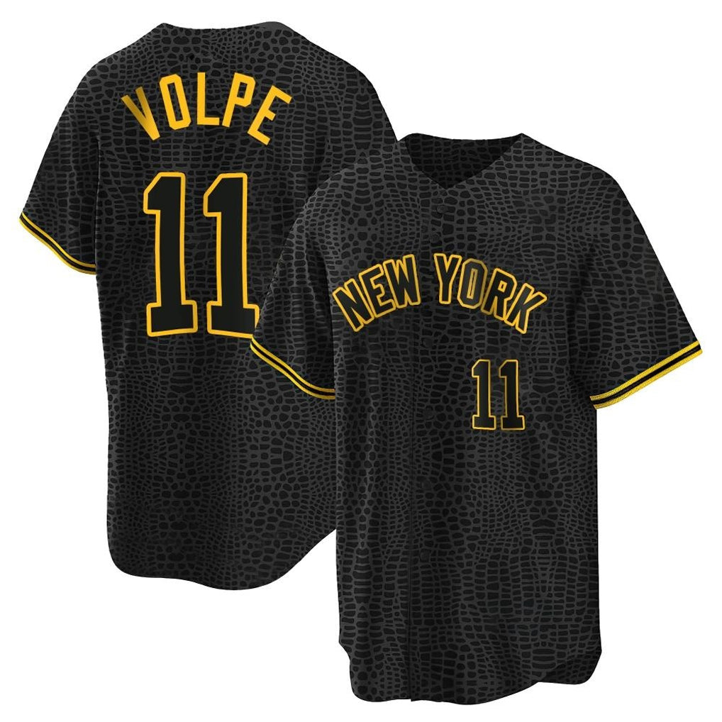 Cooneas NY.Yankees #11 Anthony Volpe Player Black Snake Skin City Game Home Stitched Jerseys