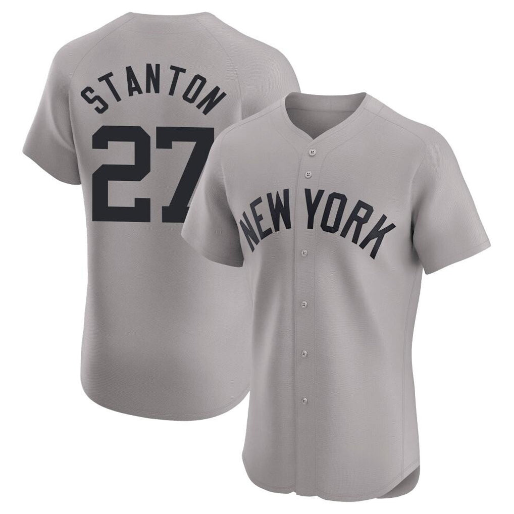 Cooneas NY.Yankees #27 Giancarlo Stanton Player Gray Limited Elite Home Stitched Jerseys