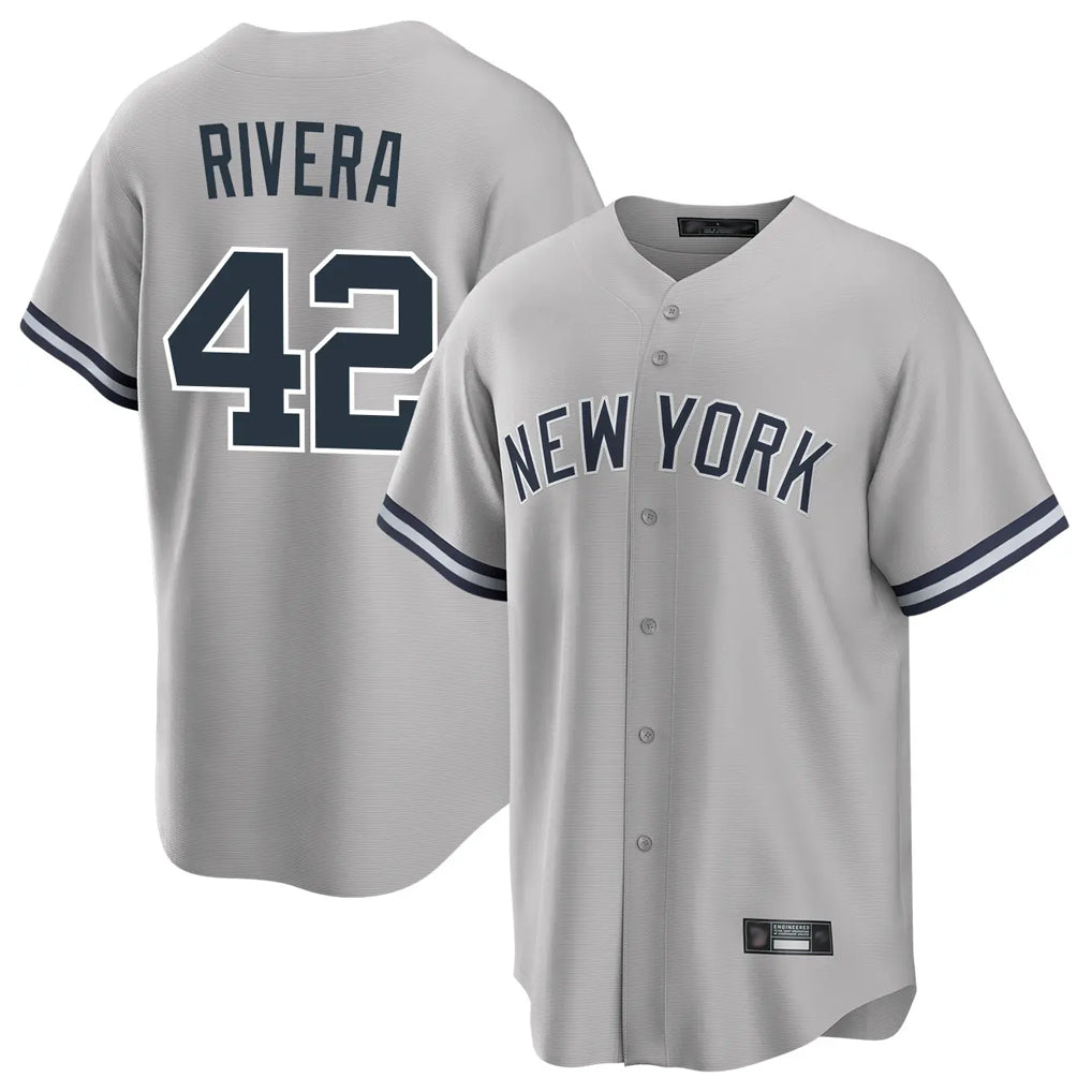Cooneas NY.Yankees #42 Mariano Rivera Player Gray Road Game Stitched Jerseys