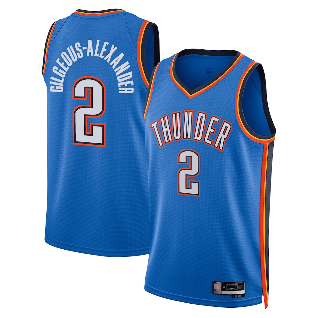 Cooneas OC.Thunder #2 Shai Gilgeous-Alexander Blue Badge Swingman Replica Stitched Jerseys- Icon Edition