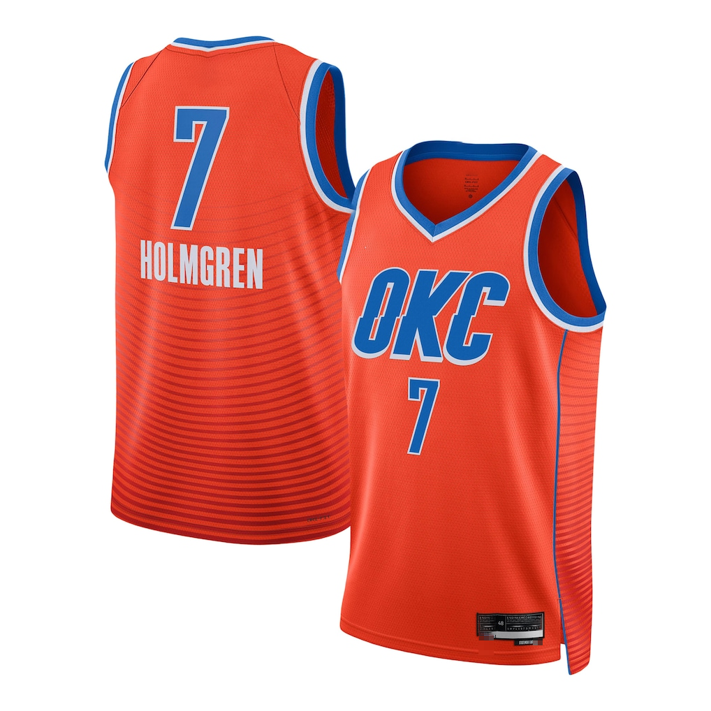 Cooneas OC.Thunder #7 Chet Holmgren Orange Swingman Stitched Jerseys - Statement Edition