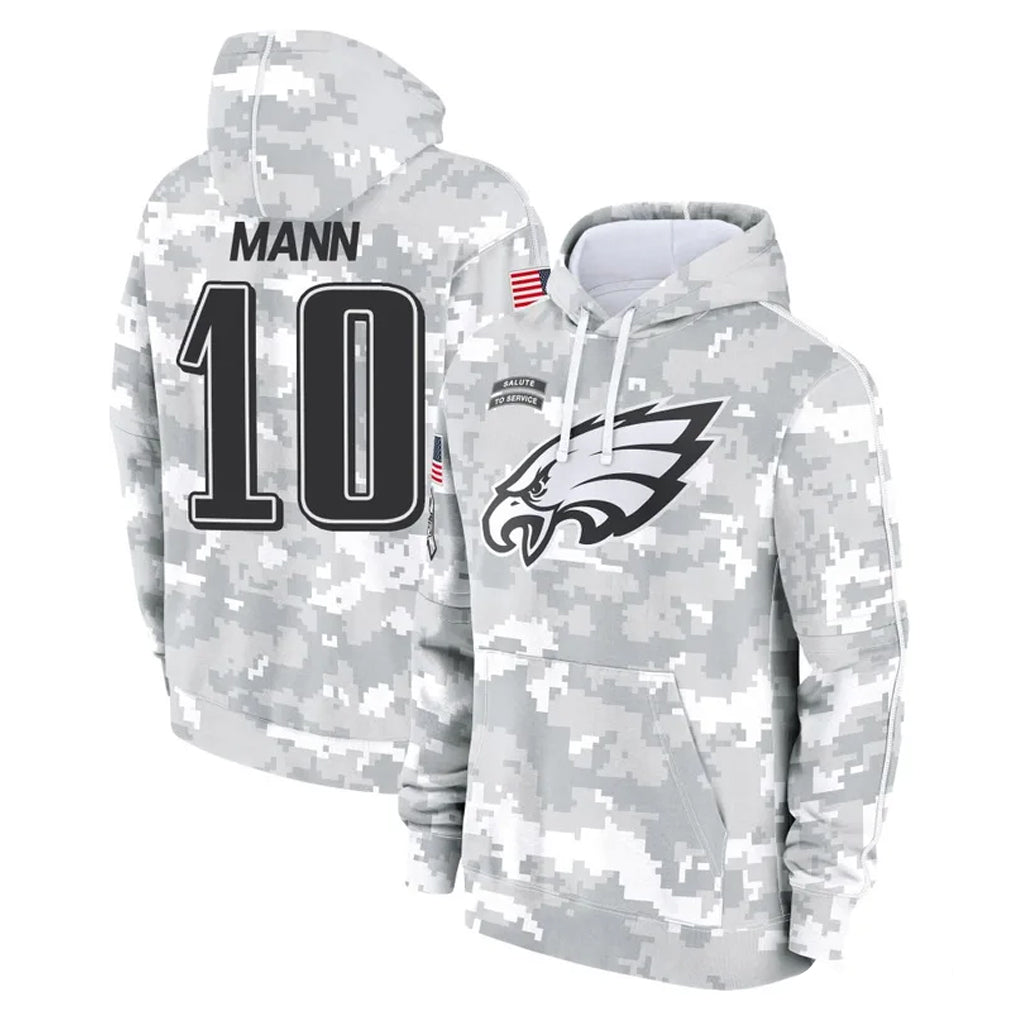 Cooneas P.Eagles #10 Braden Mann Player Arctic Camo Salute to Service Pullover Hoodies Limited Game Stitched Jerseys