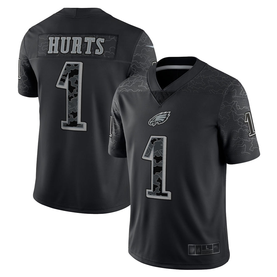 Cooneas P.Eagles #1 Jalen Hurts Player Black REFLECTIVE Limited Stitched Jerseys