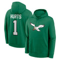 Cooneas P.Eagles #1 Jalen Hurts Player Green Pullover Hoodies Home Game Stitched Jerseys