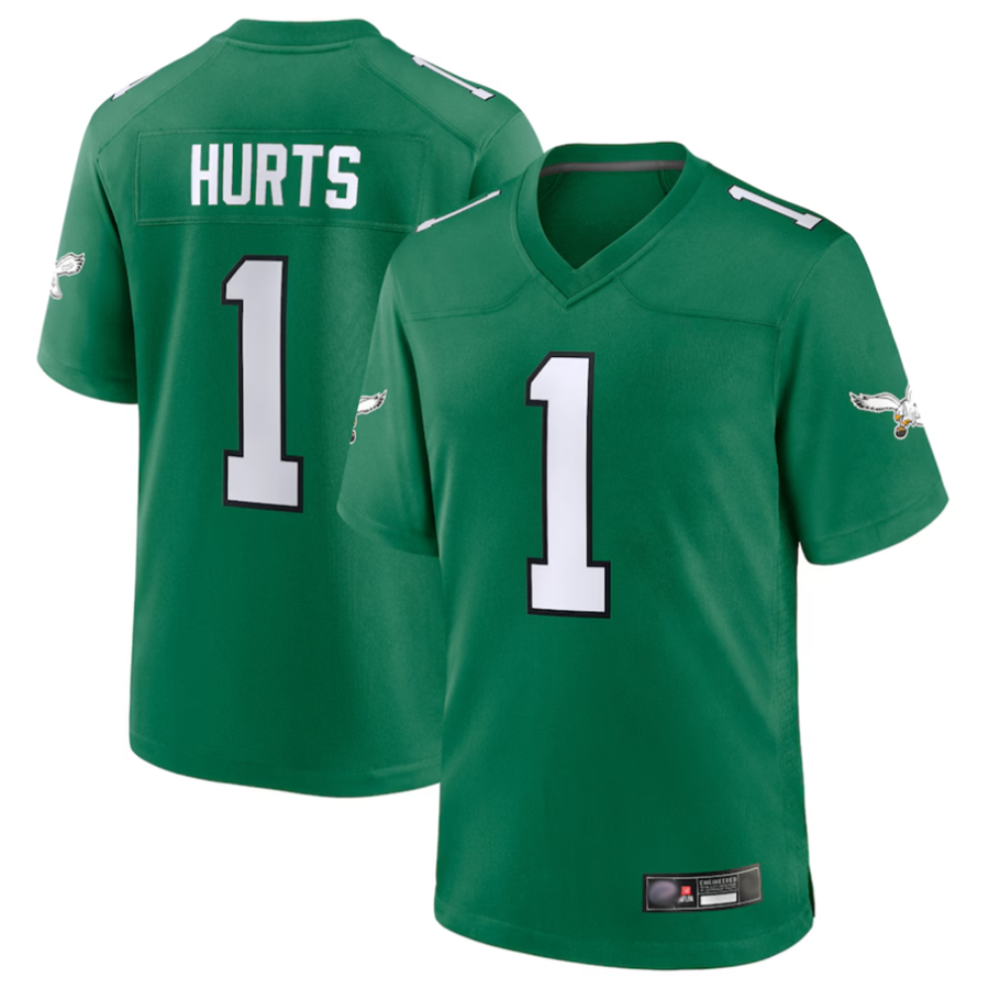Cooneas P.Eagles #1 Jalen Hurts Player Kelly Green Game Stitched Jerseys