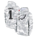 Cooneas P.Eagles #1 Jalen Hurts Player Military Hoodie Arctic Camo Salute To Service Stitched Jerseys