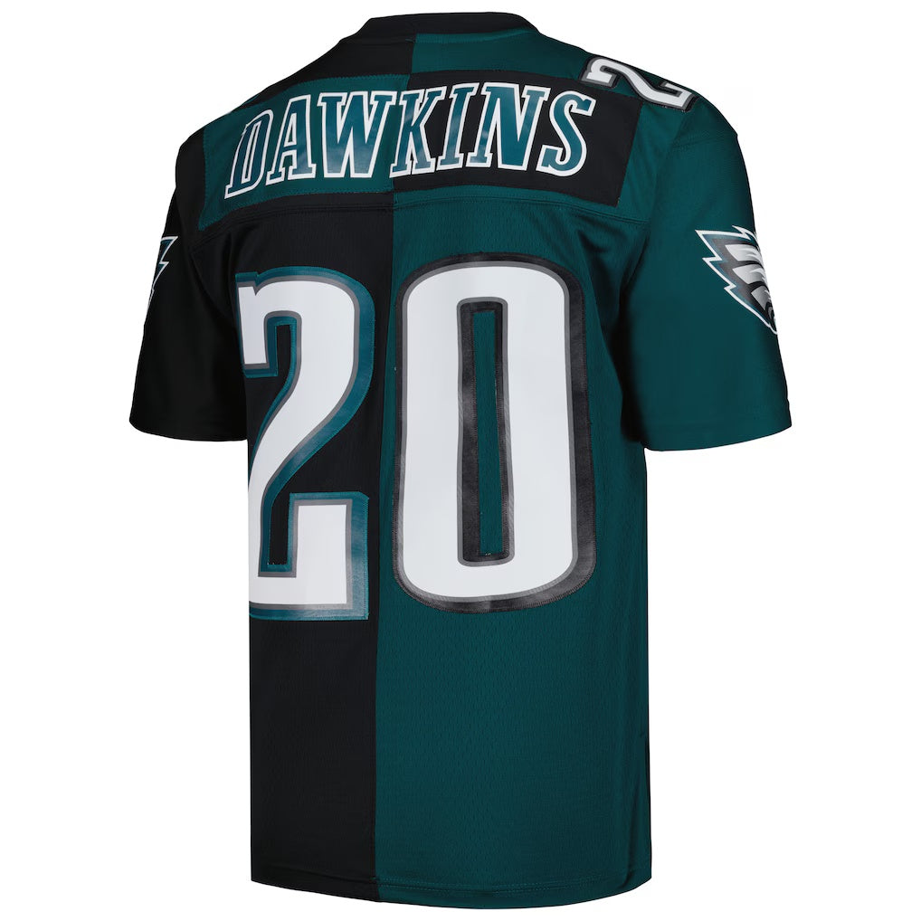 Cooneas P.Eagles #20 Brian Dawkins Mitchell & Ness Midnight Green-Black Split Legacy Replica Stitched Jerseys