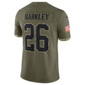Cooneas P.Eagles #26 Saquon Barkley Player Salute To Service Olive Stitched Jerseys