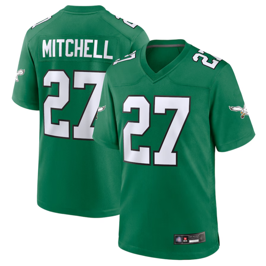 Cooneas P.Eagles #27 Quinyon Mitchell Player Kelly Green Replica Game Stitched Jerseys