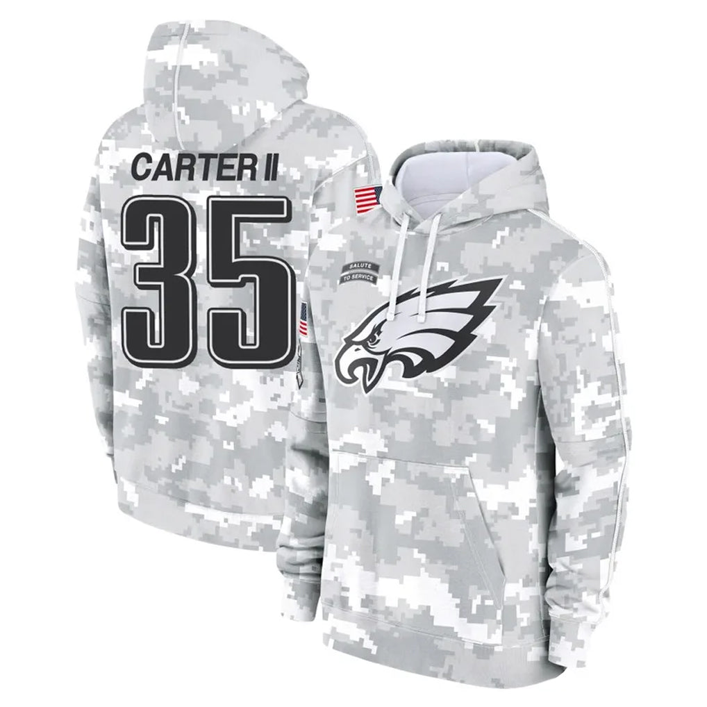Cooneas P.Eagles #35 Michael Carter II Player Arctic Camo Salute to Service Pullover Hoodies Limited Game Stitched Jerseys