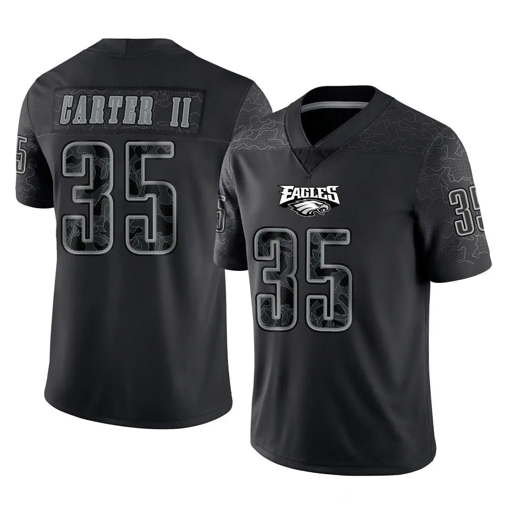 Cooneas P.Eagles #35 Michael Carter II Player Black Reflective Limited Home Game Stitched Jerseys