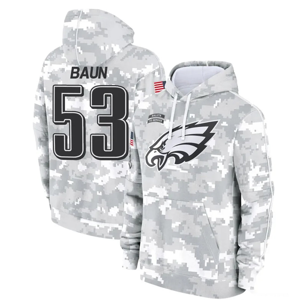 Cooneas P.Eagles #53 Zack Baun Player Arctic Camo Salute to Service Pullover Hoodies Limited Game Stitched Jerseys
