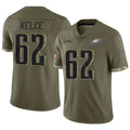 Cooneas P.Eagles #62 Jason Kelce Player Salute To Service Olive Stitched Jerseys