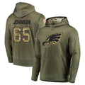 Cooneas P.Eagles #65 Lane Johnson Player Olive Salute to Service Pullover Hoodies Home Game Stitched Jerseys