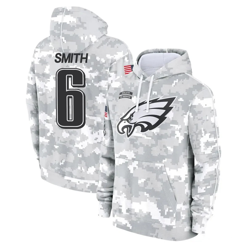 Cooneas P.Eagles #6 DeVonta Smith Player Arctic Camo Salute to Service Pullover Hoodies Limited Game Stitched Jerseys