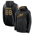 Cooneas P.Eagles #88 Dallas Goedert Player Black Salute to Service Hoodies Limited Game Stitched Jerseys