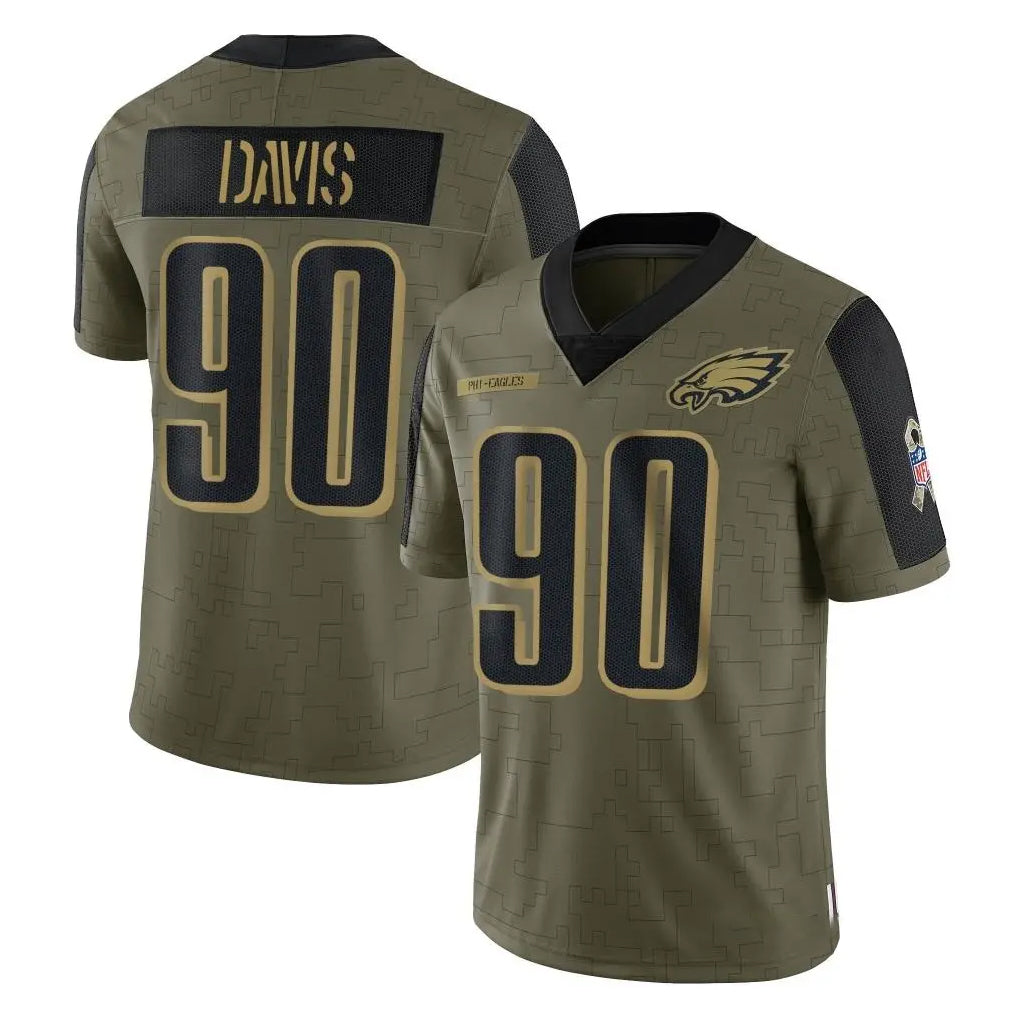 Cooneas P.Eagles #90 Jordan Davis Player Olive Salute To Service Limited Game Stitched Jerseys