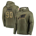 Cooneas P.Eagles #90 Jordan Davis Player Olive Salute to Service Pullover Hoodies Home Game Stitched Jerseys