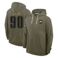 Cooneas P.Eagles #90 Jordan Davis Player Olive Salute to Service Pullover Hoodies Limited Stitched Jerseys