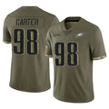 Cooneas P.Eagles #98 Jalen Carter Player Olive Salute To Service Limited Stitched Jerseys