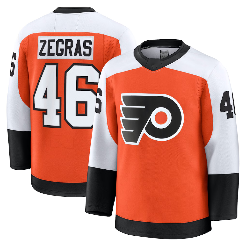 Cooneas P.Flyers #46 Trevor Zegras Orange Home Breakaway Jerseys
