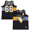 Cooneas P.Penguins #66 Mario Lemieux Mitchell & Ness Black Maxxed Out Fashion Basketball Jerseys