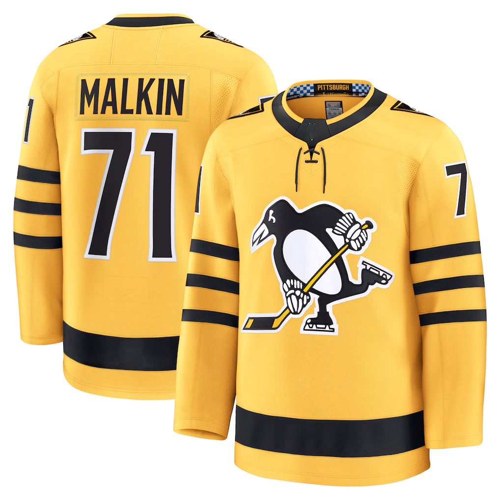 Cooneas P.Penguins #71 Evgeni Malkin Gold Alternate Premium Player Jerseys