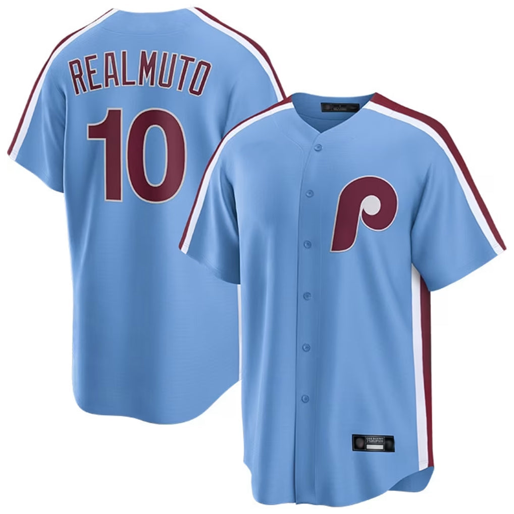 Cooneas P.Phillies #10 J.T. Realmuto Player Light Blue Home Game Stitched Jerseys