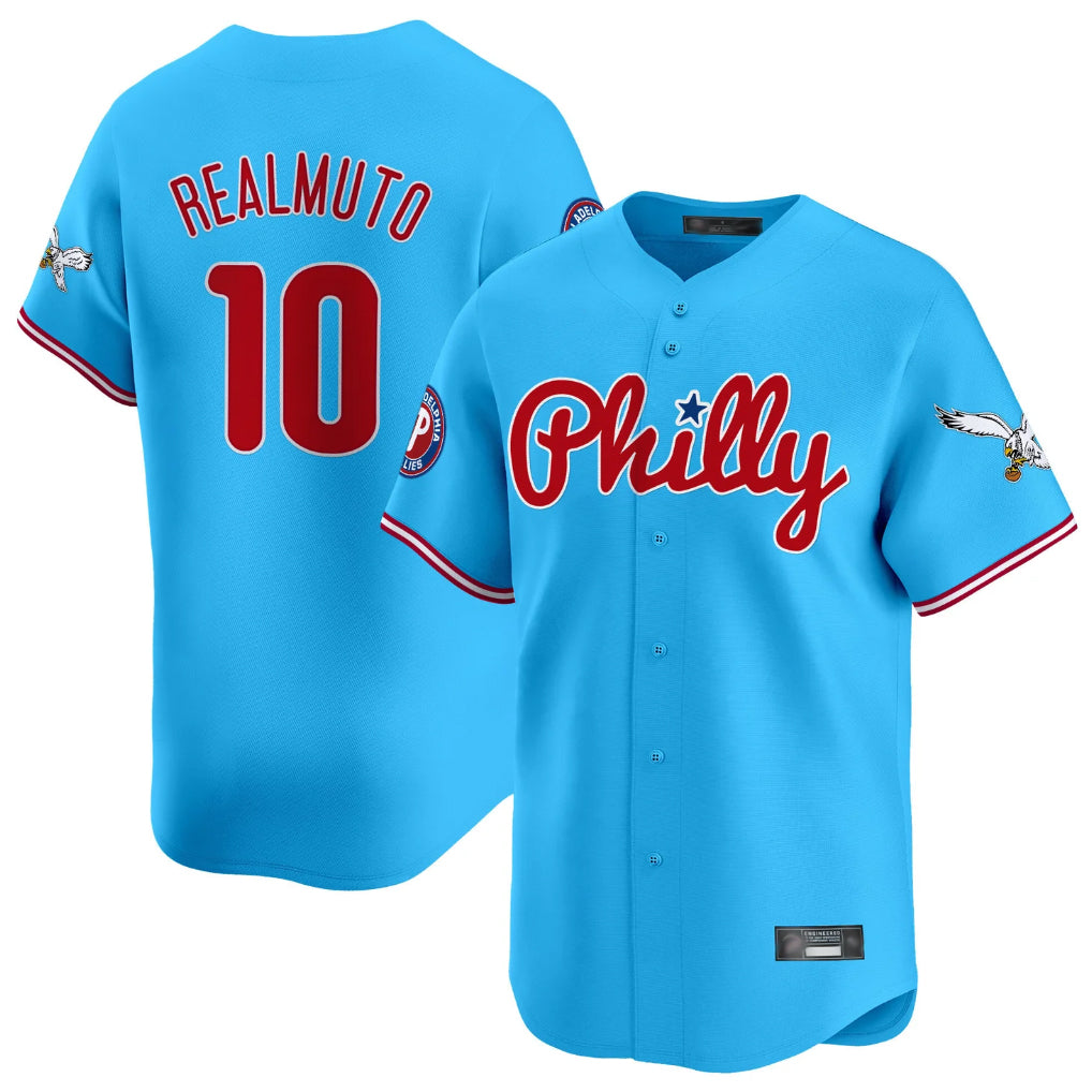 Cooneas P.Phillies #10 J.T. Realmuto Player Light Blue Phillies & Eagles Vapor Premier Limited Stitched Jerseys