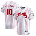 Cooneas P.Phillies #10 J.T. Realmuto Player White Pinstripe Phillies & Eagles Vapor Premier Limited Stitched Jerseys