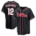 Cooneas P.Phillies #12 Kyle Schwarber Player Black Fashion Out Home Game Stitched Jerseys