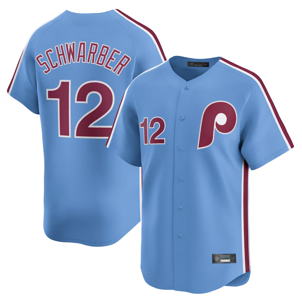 Cooneas P.Phillies #12 Kyle Schwarber Player Light Blue Home Limited Stitched Jerseys