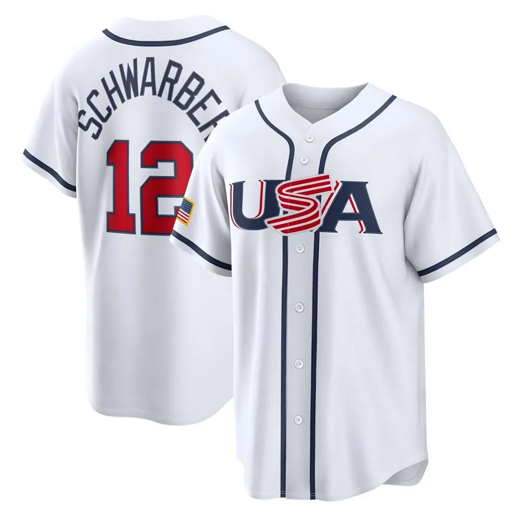 Cooneas P.Phillies #12 Kyle Schwarber Player White USA World Classic Game Limited Stitched Jerseys
