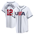 Cooneas P.Phillies #12 Kyle Schwarber Player White USA World Classic Game Limited Stitched Jerseys
