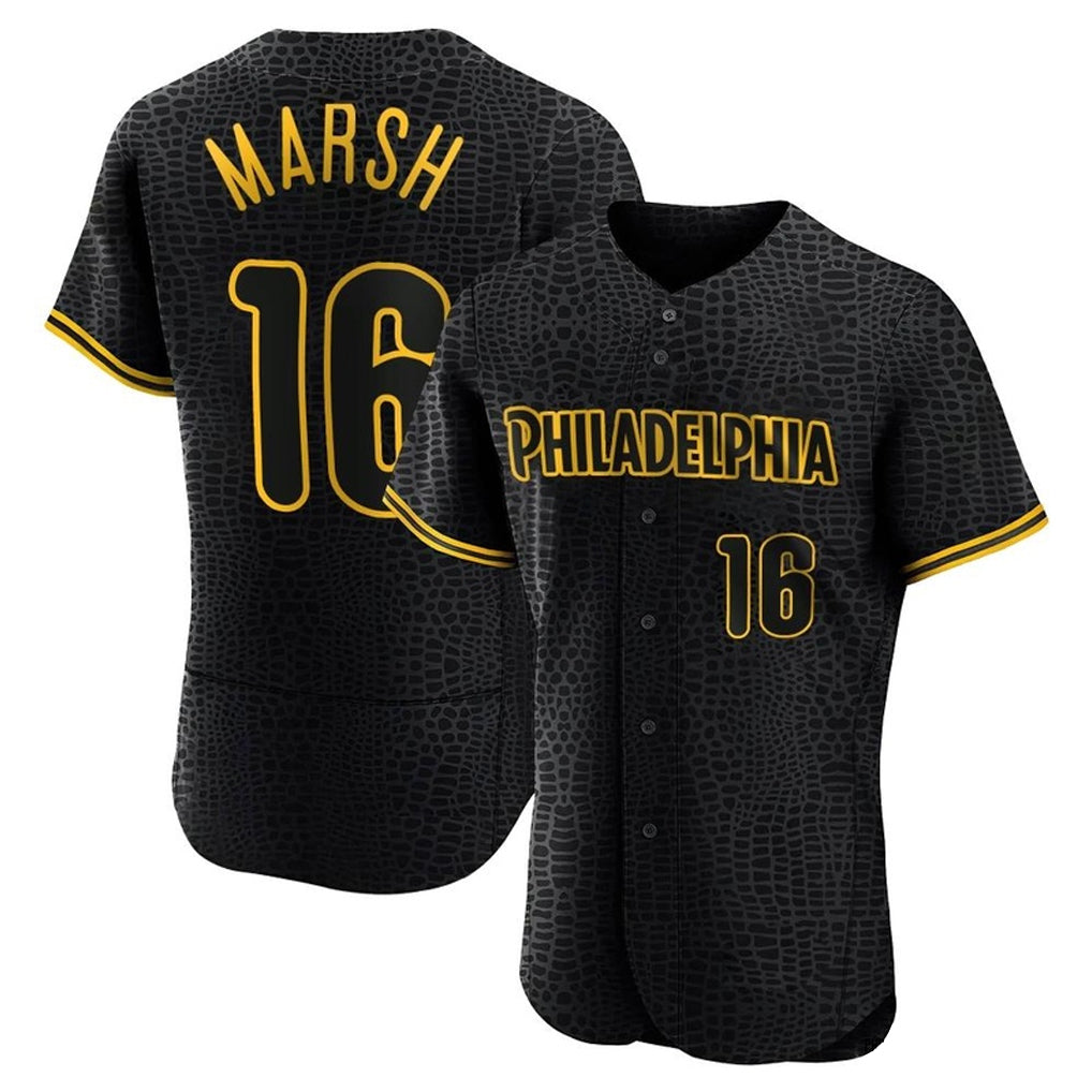 Cooneas P.Phillies #16 Brandon Marsh Player Black Snake Skin City Home Limited Elite Stitched Jerseys