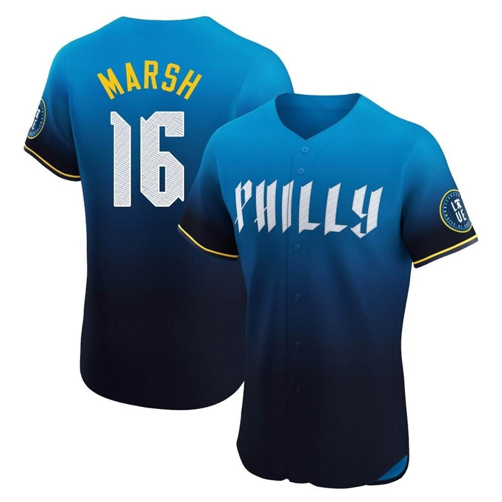 Cooneas P.Phillies #16 Brandon Marsh Player Blue City Connect Home Limited Elite Stitched Jerseys