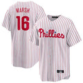 Cooneas P.Phillies #16 Brandon Marsh Player White Home Game Stitched Jerseys