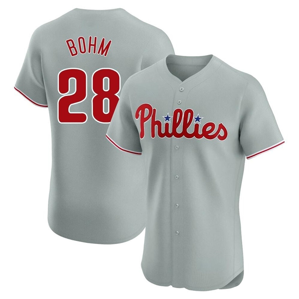 Cooneas P.Phillies #28 Alec Bohm Player Gray Home Limited Elite Stitched Jerseys