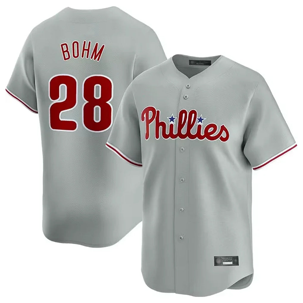 Cooneas P.Phillies #28 Alec Bohm Player Gray Home Limited Stitched Jerseys