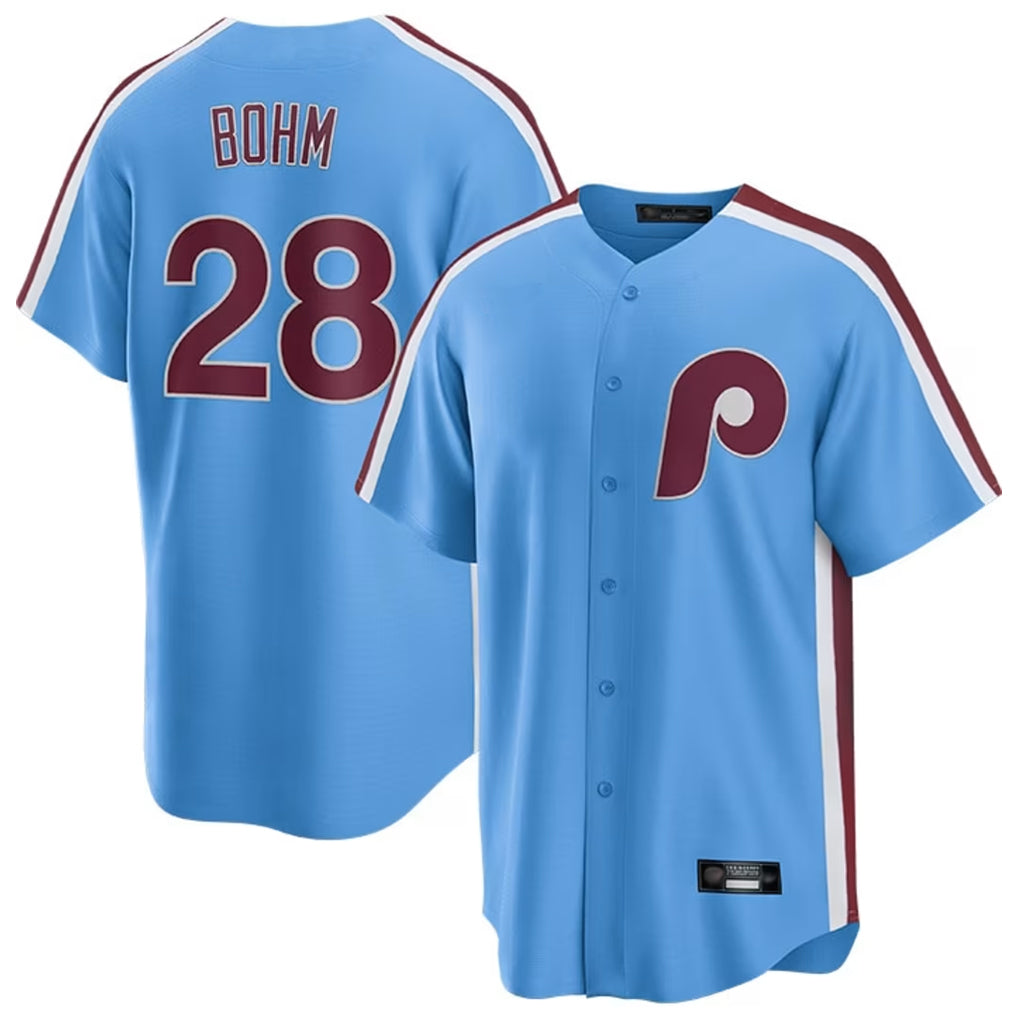 Cooneas P.Phillies #28 Alec Bohm Player Light Blue Home Game Stitched Jerseys