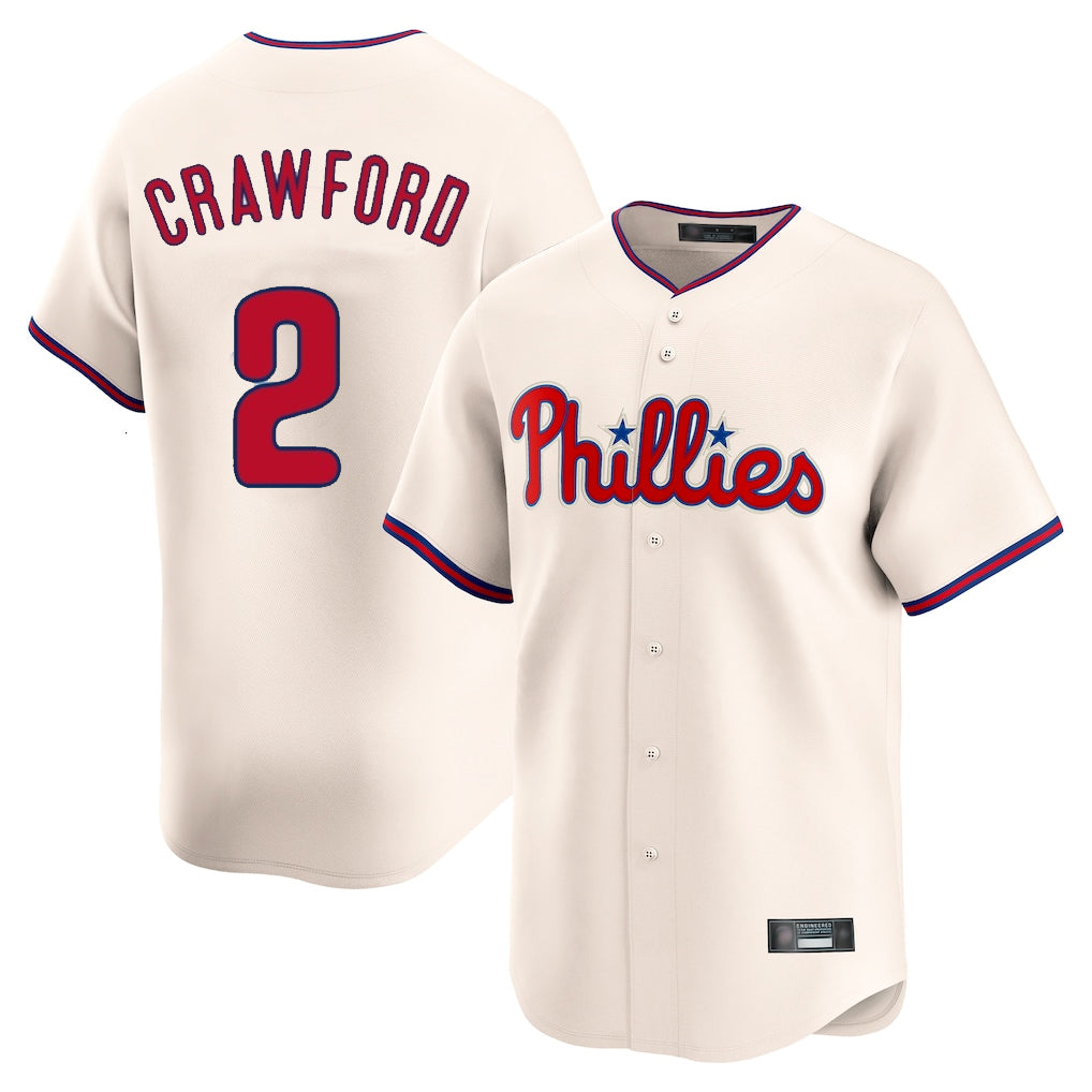 Cooneas P.Phillies #2 Justin Crawford Player Cream Home Limited Stitched Jerseys