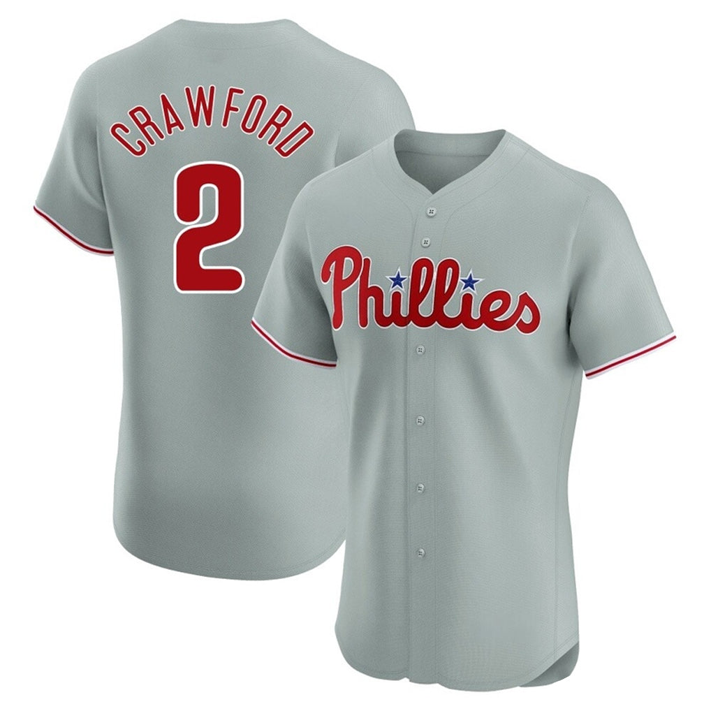 Cooneas P.Phillies #2 Justin Crawford Player Gray Home Limited Elite Stitched Jerseys