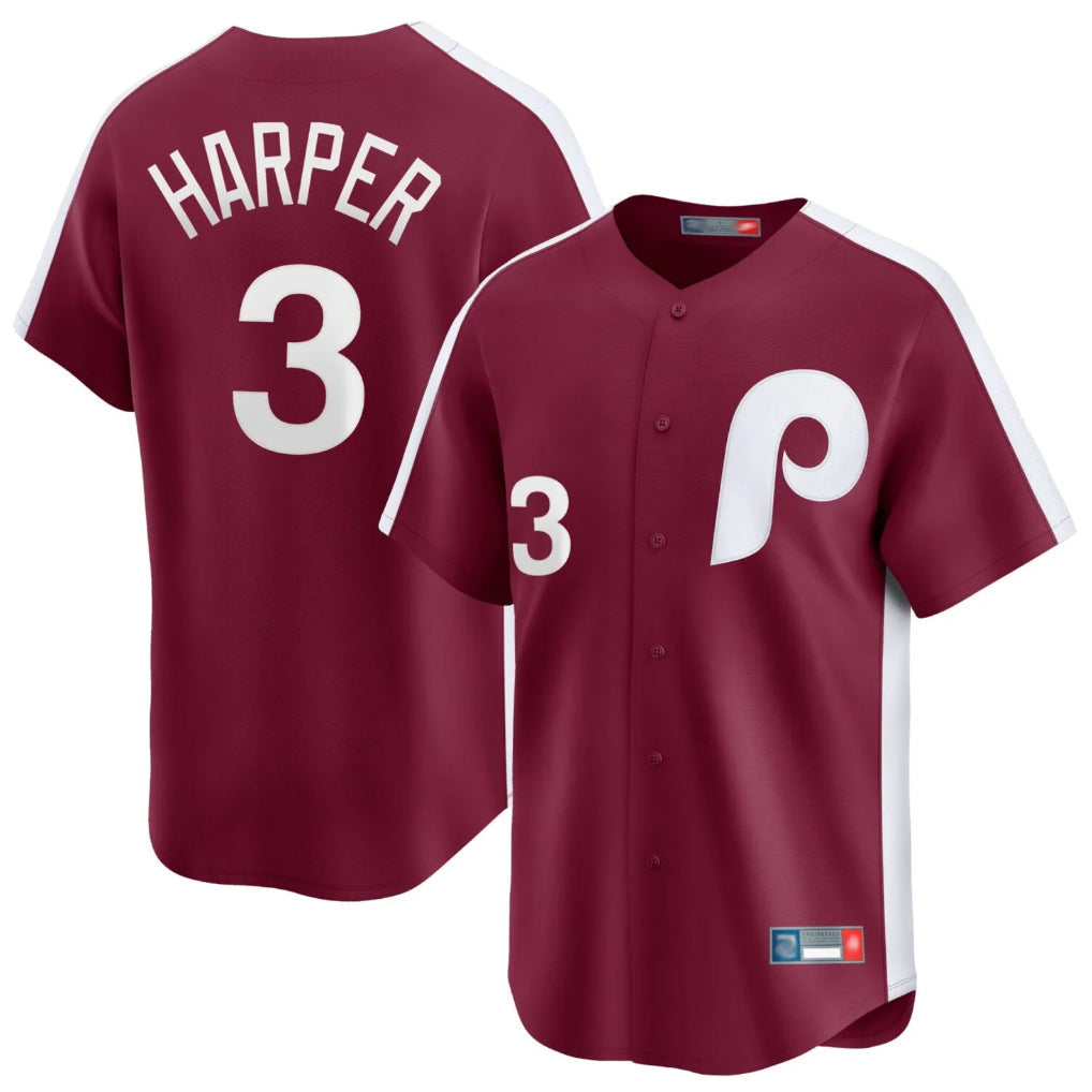 Cooneas P.Phillies #3 Bryce Harper Player Red Cooperstown Collection Limited Home Stitched Jerseys