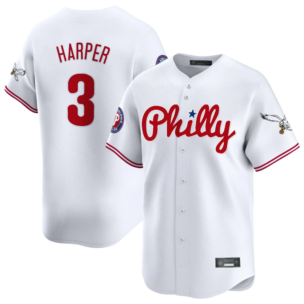 Cooneas P.Phillies #3 Bryce Harper Player White Phillies & Eagles Vapor Premier Limited Stitched Jersey