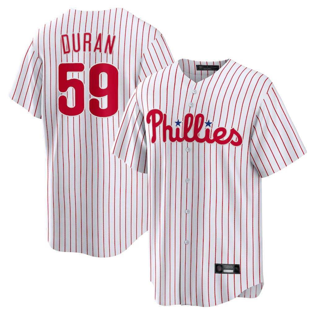 Cooneas P.Phillies #59 Jhoan Duran Player White Home Game Stitched Jerseys
